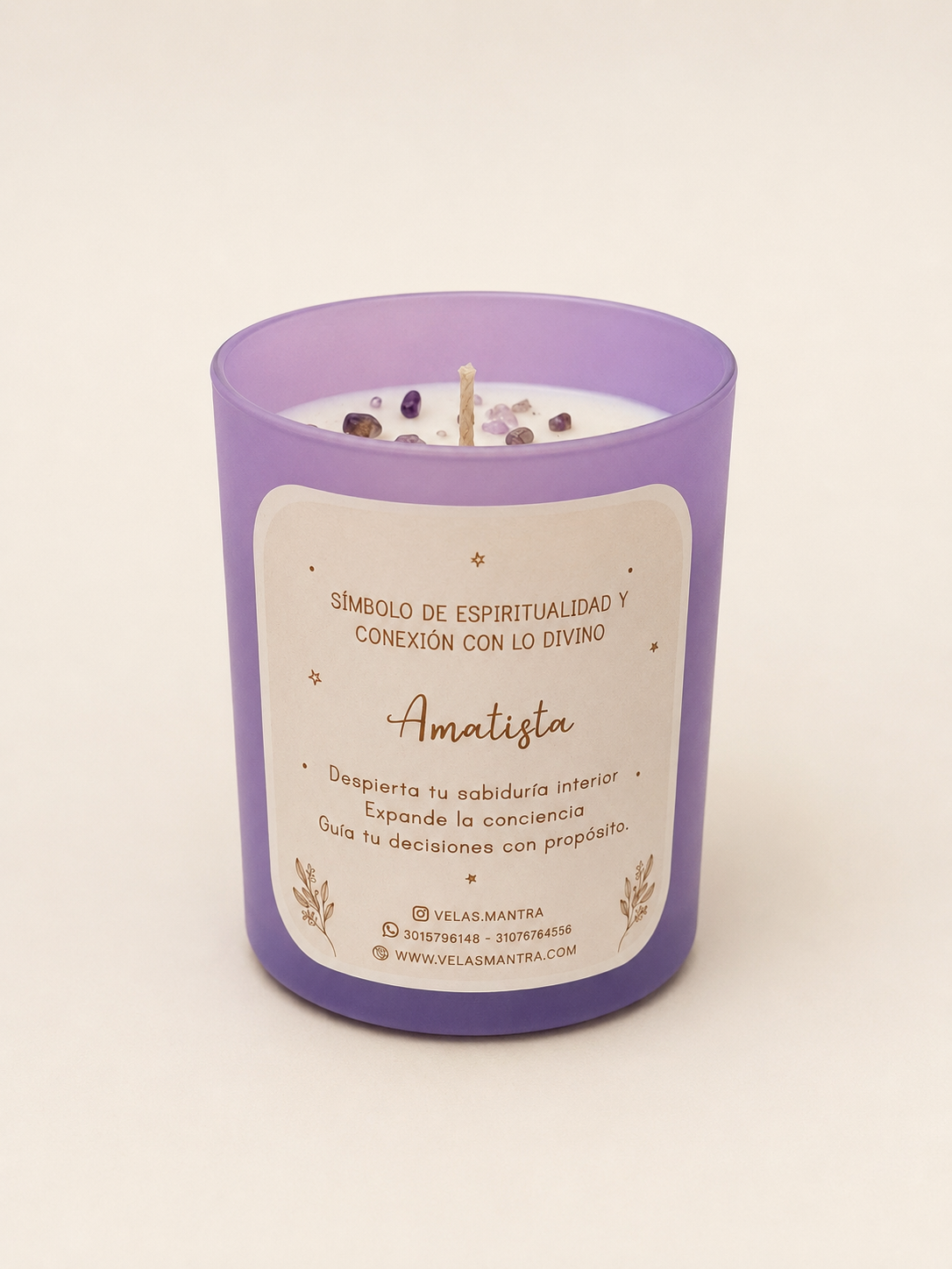 Vela Aromática color lila con Amatista