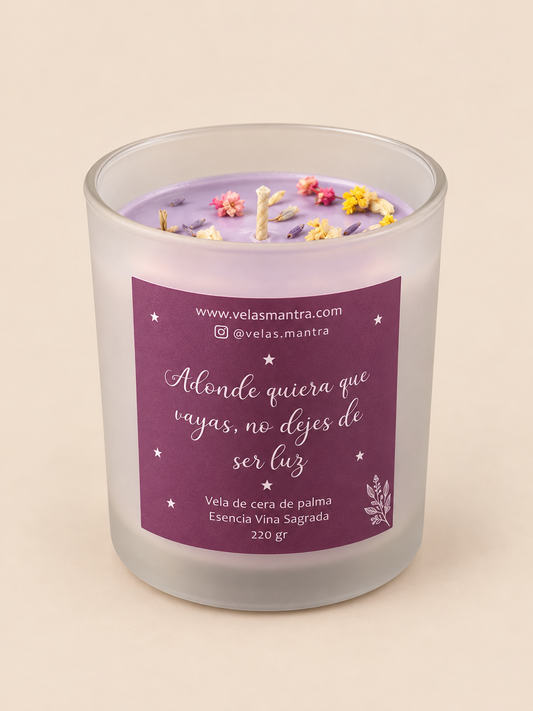 Velas Aromáticas Florales en esencia Viña Sagrada - Color Lila