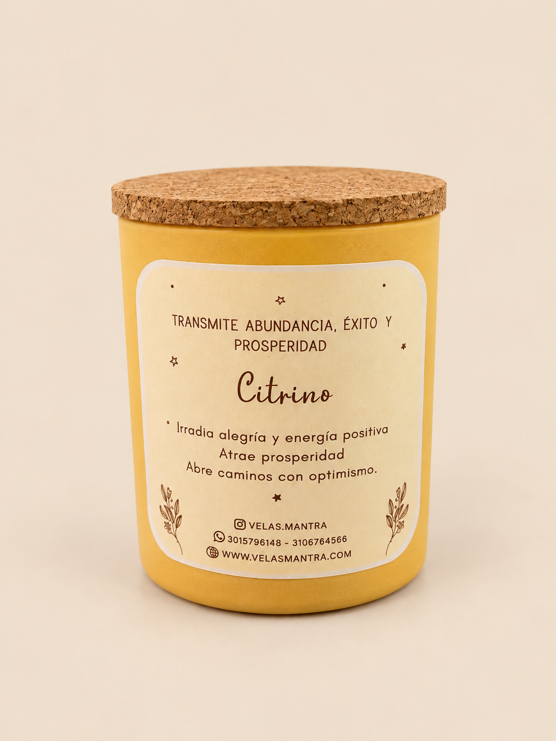 Vela Aromática color dorado con Citrino