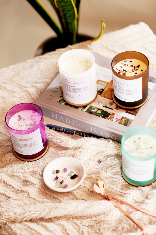 Vela Aromática color aguamarina con Amazonita