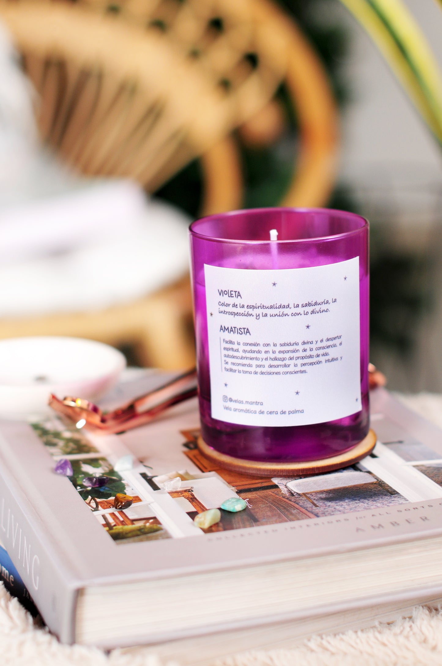 Vela Aromática color lila con Amatista