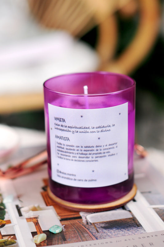 Vela Aromática color lila con Amatista