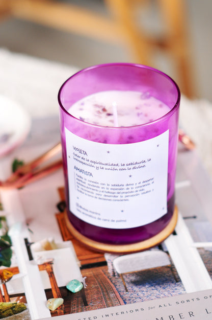 Vela Aromática color lila con Amatista