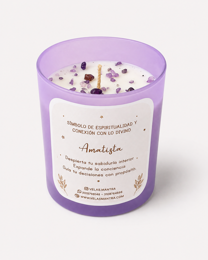 Vela Aromática color lila con Amatista