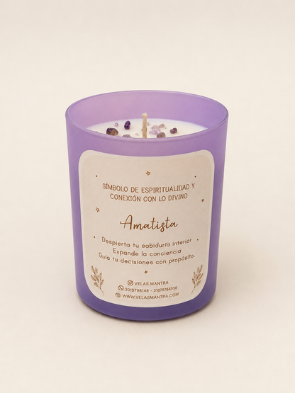 Vela Aromática color lila con Amatista