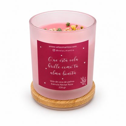 Velas Aromáticas Florales Esencia Néctar Rosa - Color Rosado