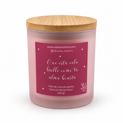 Velas Aromáticas Florales Esencia Néctar Rosa - Color Rosado