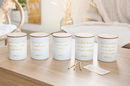 Velas Aromáticas con Mensaje:  Hagamos fácil lo difícil y posible lo imposible