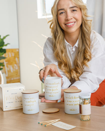 Velas Aromáticas con Mensaje:  Hagamos fácil lo difícil y posible lo imposible