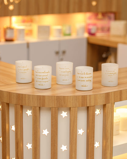 Velas Aromáticas con Mensaje:  Hagamos fácil lo difícil y posible lo imposible